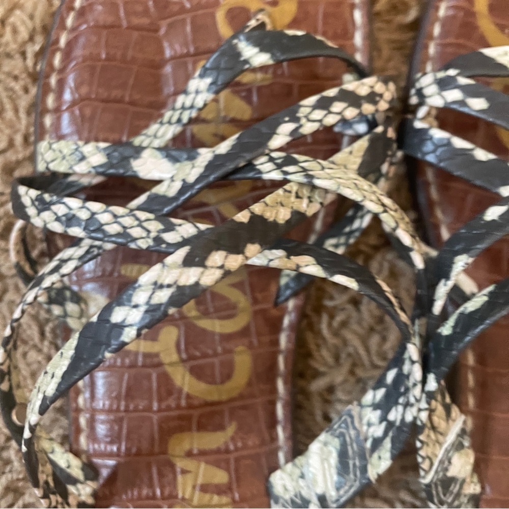 Sam Edelman Georgette Slide Sandal Flats Leather Snake Print Women’s Size 9 EUC - Picture 6 of 9